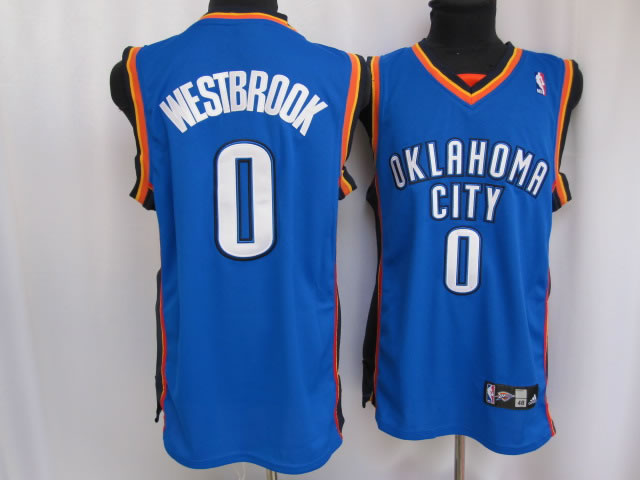 NBA Oklahoma City Thunder 0 Russell Westbrook Authentic Blue Jersey